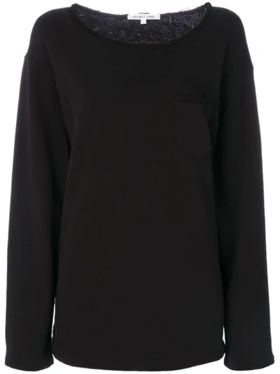Helmut Lang Raw Detail Cotton Sweatshirt In Black