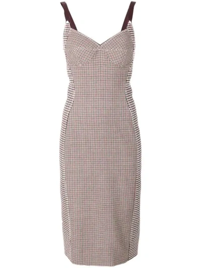 Stella Mccartney Wool Checked Bustier Dress In Burgundy