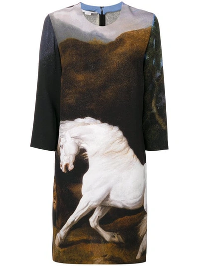 Stella Mccartney Horse-print Shift Dress In 1000 - Nero