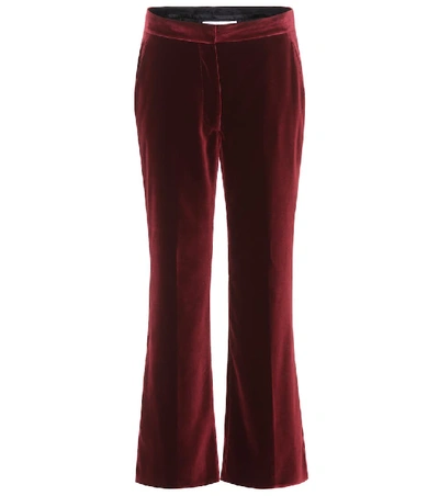 Stella Mccartney Velvet Cropped Trousers In Burgundy