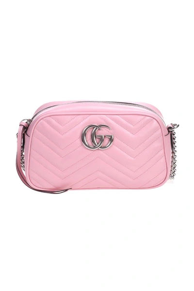 Gucci Gg Marmont Pink Leather Shoulder Bag