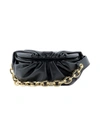 Bottega Veneta Pouch Leather Chain Belt Clutch In Black/gold