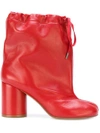 Maison Margiela Tabi Drawstring Ankle Boots In Red