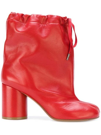 Maison Margiela Tabi Drawstring Ankle Boots In Red