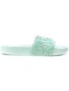 Fenty X Puma Faux-fur Pool Slide Sandal, Light Green