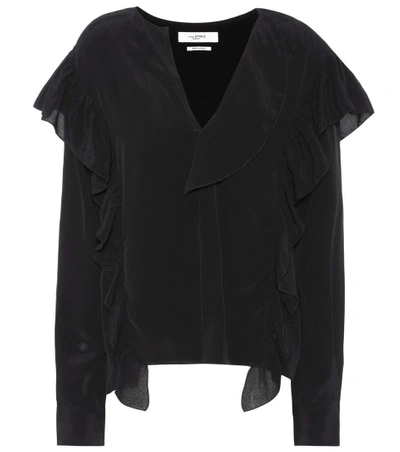 Isabel Marant Étoile Welby V-neck Ruffled Cotton Top In Black