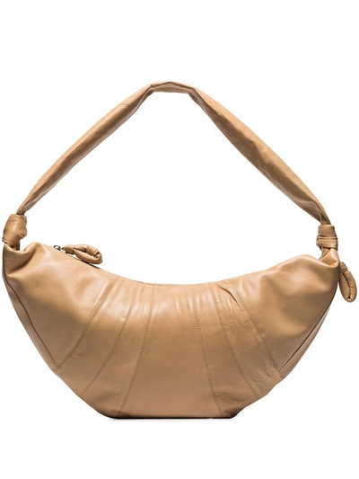 Lemaire Neutral Croissant Large Leather Shoulder Bag In Neutrals