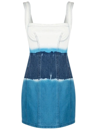 Alberta Ferretti Oceanic Tie Dye I Love Summer Denim Dress In Blue