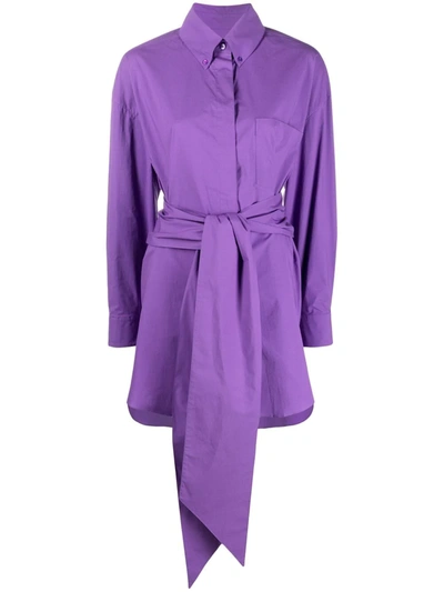 Alexandre Vauthier Stretch-cotton Shirt Minidress In Purple