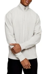 Topman Quarter-zip Cotton Blend Sweatshirt In Grey