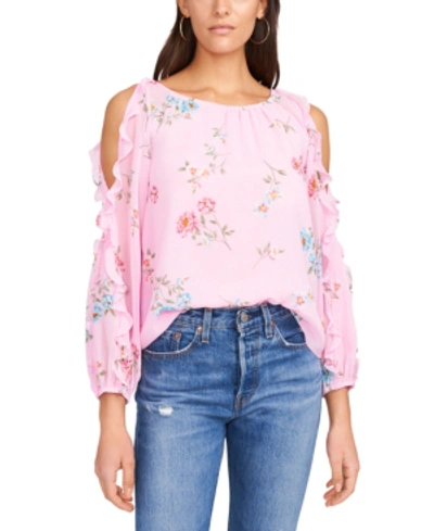 1.state Cold Shoulder Ruffle Sleeve Blouse In Prospect Bloom