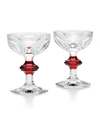 Baccarat Harcourt 1841 Coupe Glasses With Red Knob, Set Of 2