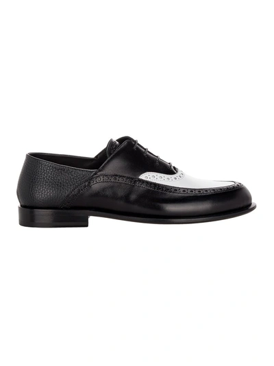 Loewe Bicolor Brogue Oxford Loafers In Black