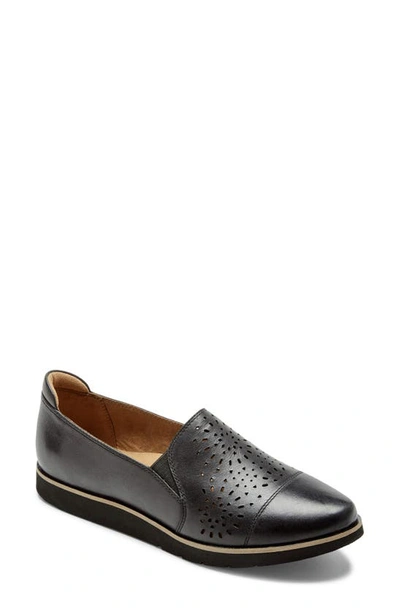 Rockport Cobb Hill Laci Perforated Slip-on In Black Leather