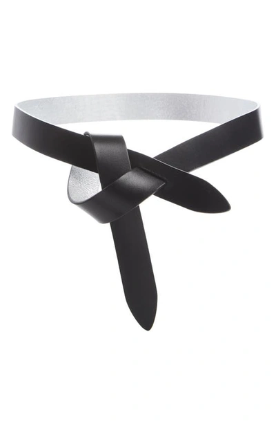 Isabel Marant Lecce Reversible Leather Belt In Sibk Silver / Black