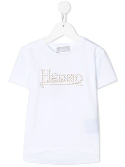 Herno Kids' Embroidered-logo Cotton T-shirt In White