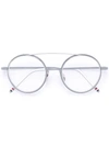 Thom Browne Matte Silver Titanium Optical Glasses With Clear Lens In Metallic