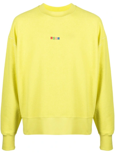 Msgm Embroidered Logo Sweatshirt In Yellow