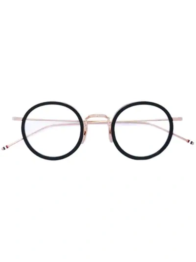 Thom Browne Black & Gold Optical Glasses With Clear Lens