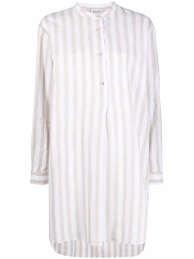 Woolrich Striped Longline Shirt - Atterley In Beige