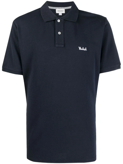 Woolrich Embroidered Logo Polo Shirt In Blue
