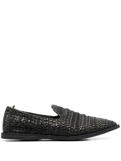 Officine Creative Moreira Woven Leather Espadrilles In Black