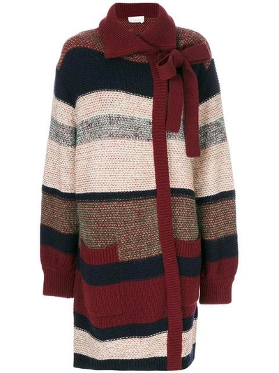 Chloé Wool, Mohair And Cashmere-blend Cardigan In Multicolor Red
