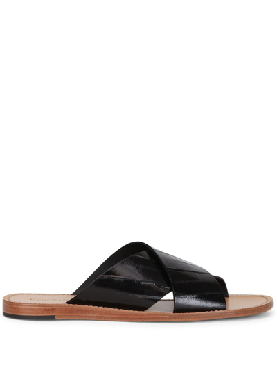 Dolce & Gabbana Slip-on Eel Skin Sandals In Black