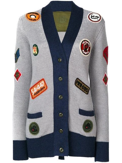 Mr & Mrs Italy Multi-patch Knitted Coat In Grey
