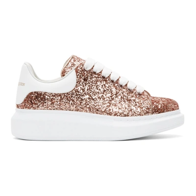 Alexander Mcqueen Pink Glitter Oversized Sneakers In 6839 Tea Rose/white
