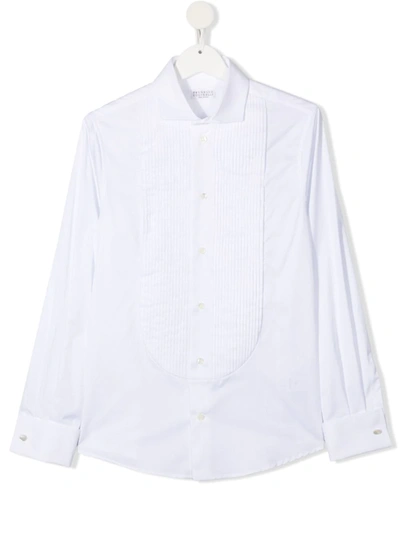 Brunello Cucinelli Teen Cotton Tuxedo Shirt In Bianco