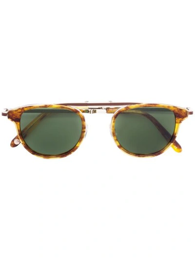 Garrett Leight Van Buren Combo Sunglasses In Pinewood-gold/semi-flat Pure Green