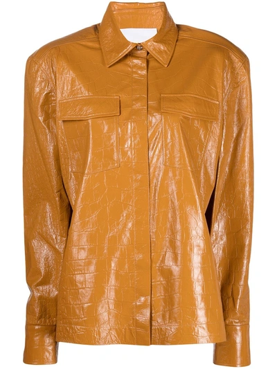 Remain Birger Christensen Carina Leather Shirt Jacket In Brown