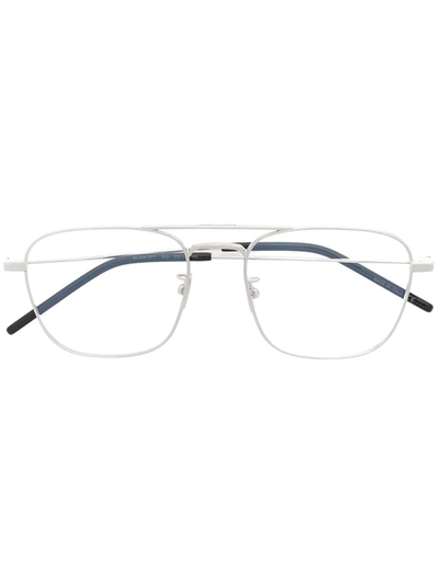 Saint Laurent Sl309 Aviator-frame Double-bridge Glasses In Silber