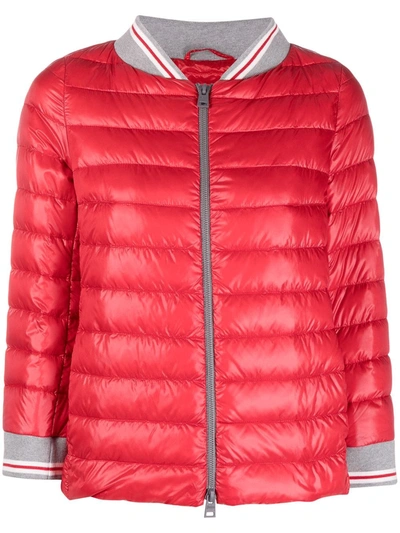 Herno Padded Down Bomber Jacket In Red