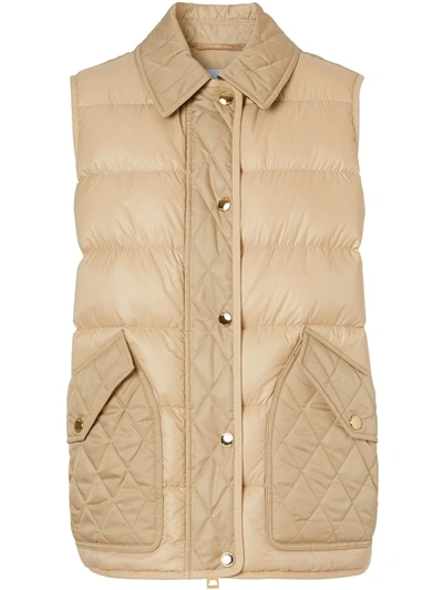 Burberry Quilted Puffer Gilet In Neutrals