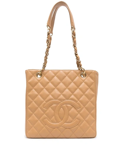 Pre-owned Chanel 2005 Quilted Cc Tote Bag In 中性色