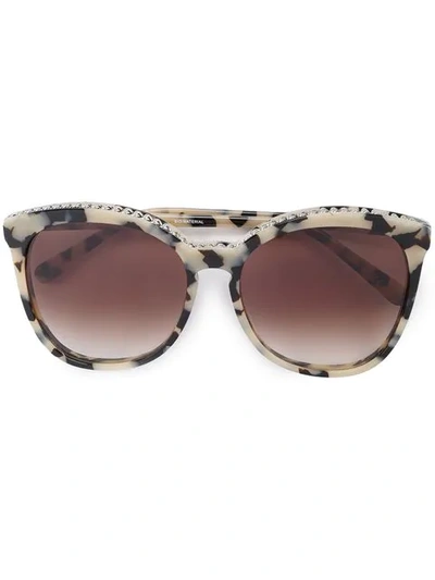 Stella Mccartney Brown And Beige Tortoiseshell Chain Trimmed Sunglasses