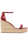 Stuart Weitzman 80mm Nudist Leather Espadrille Wedges In Brown