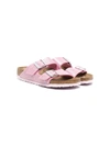 Birkenstock Kids' Glittered Faux Leather Sandals In Pink