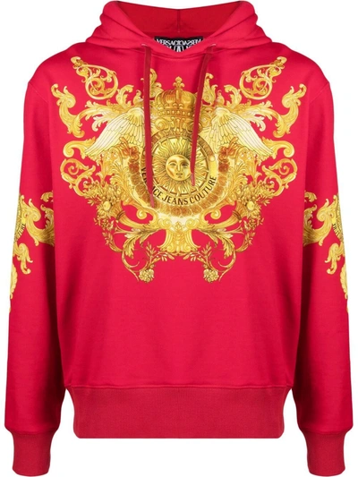 Versace Jeans Couture Men's Versailles Pullover Hoodie In Red