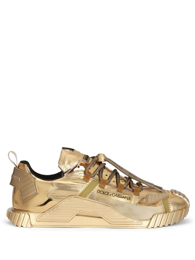 Dolce & Gabbana Men's Runway Ns1 Mix-media Trainer Sneakers In Gold