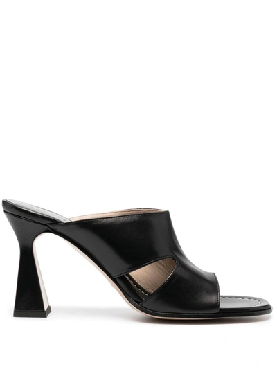 Wandler Marie Cutout Leather Mules In Black