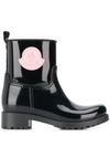Moncler Women's Ginette Low-heel Rain Boots In Black