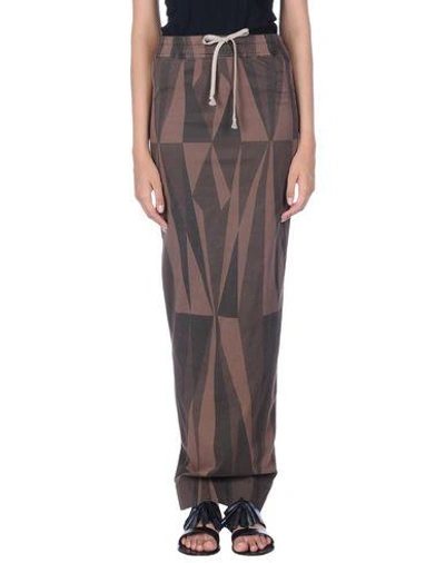 Rick Owens Drkshdw Long Skirts In Cocoa