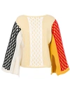 Jw Anderson Multicolor Cable Knit Sweater In Buttermilk