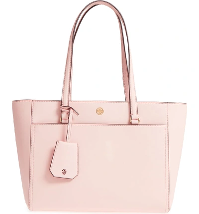 Tory Burch Robinson Small Saffiano Leather Zip-top Shoulder Tote Bag In Pale Apricot / Royal