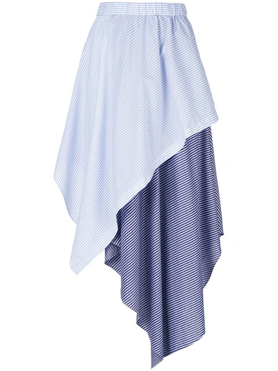 Opening Ceremony Asymmetric Striped Skirt In Pale Blue Multi