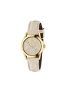 Gucci 38mm G-timeless Watch With Debossed Leather Strap In White/gold