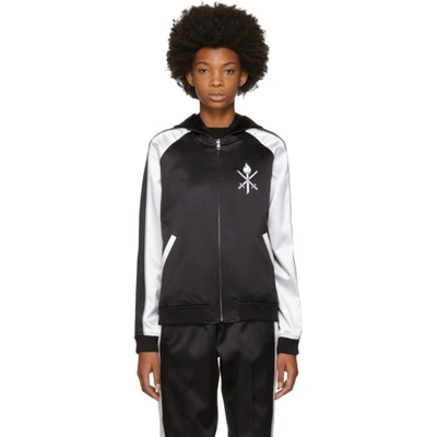 Opening Ceremony Hooded Reversible Embroidered Silk-satin Bomber Jacket In Black